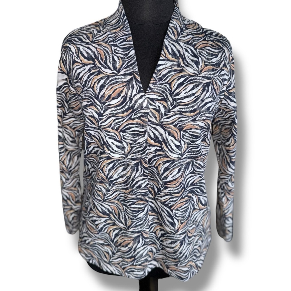 NIC+ZOE Forest Feen Long Sleeve Top - Grey Multi Plus 1X - Picture 2 of 11